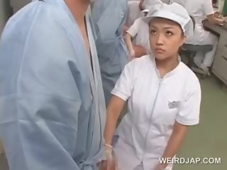 Nasty Asian Nurse Rubbing Her Patients Starved dick